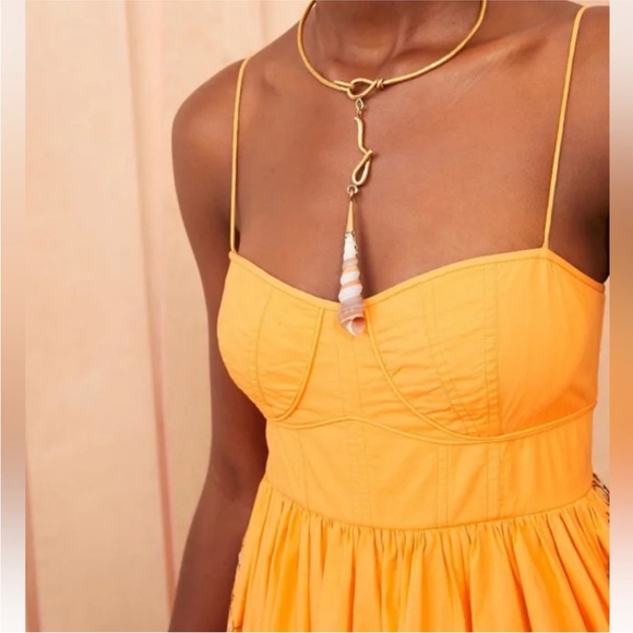 ULLA Johnson Mariza poplin midi dress in papaya size 8 - Picture 3 of 11